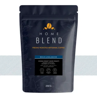 Whole Bean - Vienna Roast (Dark Roast) 100% Arabica - Pack of 250g